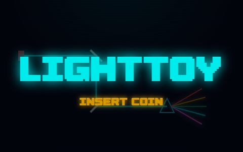 LIGHTTOY title screen in neon arcade style; gameplay plays on hover